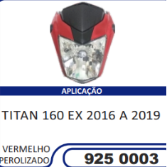 Carenagem Farol Completa Compatível Titan-160 EX 2016/2020 (Vermelho Perolizado) Sportive